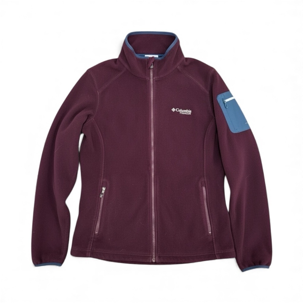 Columbia Titanium Fleece Jacket Large Burgundy Full Zip Outdoor Hiking